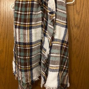 Brown/White/Blue Plaid Winter Scarf